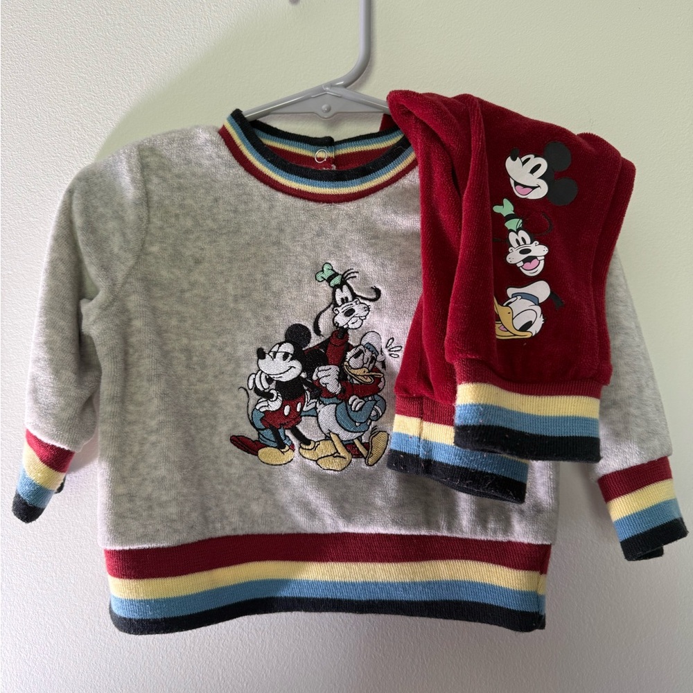Disney Baby Mickey & Friends Grey and Red Sweatshirt Set